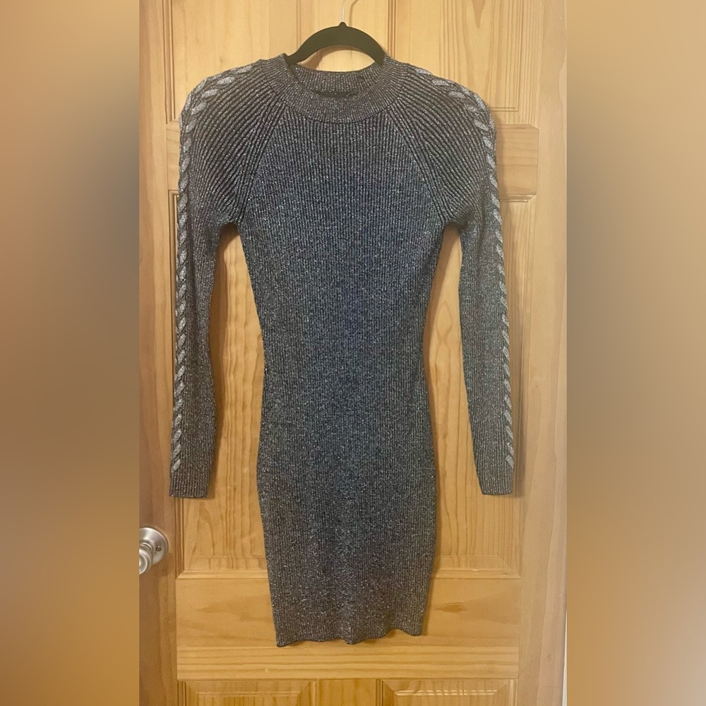 Black and Silver Glitter Bodycon Dress